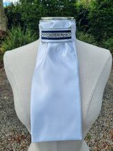 Load image into Gallery viewer, ERA Euro Lyndal Regal White Satin with Crystal &amp; Navy Trim
