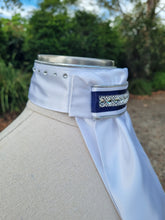 Load image into Gallery viewer, ERA Euro Lyndal Regal White Satin with Crystal &amp; Navy Trim
