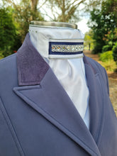 Load image into Gallery viewer, ERA Euro Lyndal Regal White Satin with Crystal &amp; Navy Trim
