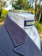 Load image into Gallery viewer, ERA Euro Lyndal Regal White Satin with Crystal &amp; Navy Trim
