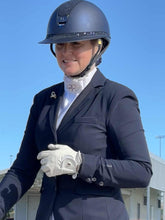 Load image into Gallery viewer, ERA Euro Lyndal Stock Tie - White satin with Rose Gold Embellishment
