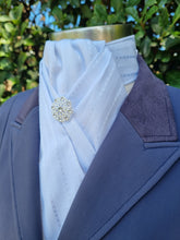 Load image into Gallery viewer, ERA DEB Cotton Self Stripe Pre-tied Stock Tie Cravat with brooch
