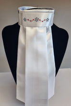 Load image into Gallery viewer, ERA EURO KARA Stock Tie – White pleated satin with Swarovski crystals
