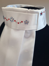 Load image into Gallery viewer, ERA EURO KARA Stock Tie – White pleated satin with Swarovski crystals
