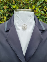 Load image into Gallery viewer, ERA ALEX STOCK TIE - White 100% cotton with pleated centre &amp; brooch

