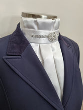 Load image into Gallery viewer, ERA EURO ELKE Stock Tie - Pre-tied pleated stock with Crystal Rhinestone Trim &amp; Brooch
