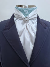 Load image into Gallery viewer, ERA Elle Stock Tie - Soft Ties with Mint Lace detail and Brooch
