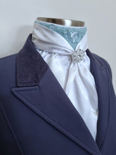 Load image into Gallery viewer, ERA Elle Stock Tie - Soft Ties with Mint Lace detail and Brooch
