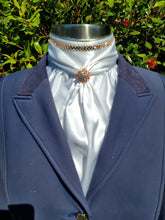 Load image into Gallery viewer, ERA Elle Stock Tie - Soft Ties with Rose Gold &amp; clear crystal trim, piping and Brooch
