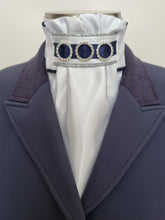 Load image into Gallery viewer, ERA Euro Lyndal Regal - White Satin with navy &amp; silver and crystal rings
