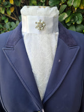 Load image into Gallery viewer, ERA LYNDAL GRACE STOCK TIE - White Chantilly lace with pearl brooch
