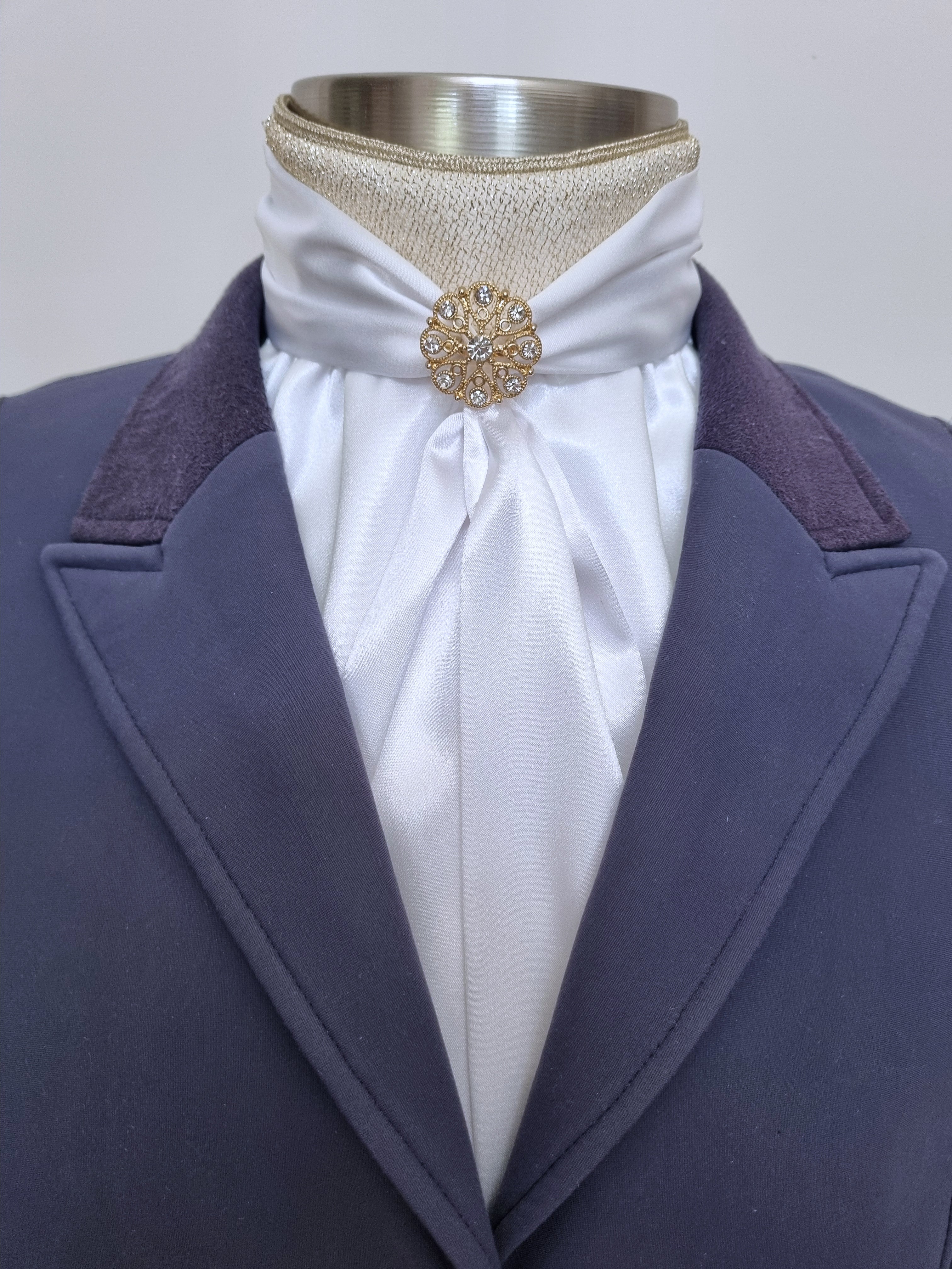 ERA Elle Stardust Stock Tie - White Satin Soft Ties with Gold Stardust ...