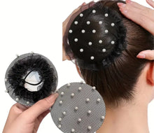 Load image into Gallery viewer, Elegant Pearl hair bun cover - Black - Free postage in Australia
