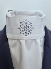 Load image into Gallery viewer, ERA EURO COTTON STOCK TIE - White 100% cotton with sapphire Swarovski crystal elements
