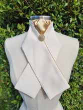Load image into Gallery viewer, ERA HARLEY STOCK TIE - Cream satin, gold piping and brooch
