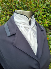 Load image into Gallery viewer, ERA Elle Split Collar Stock Tie - Soft Ties with Split collar, black piping, Swarovski elements and Brooch (Copy)
