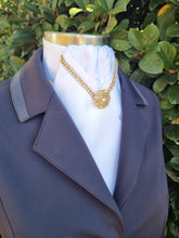 Load image into Gallery viewer, ERA VANESSA STOCK TIE - White with crystal V trim and brooch - Silver or Gold
