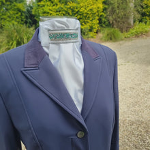 Load and play video in Gallery viewer, ERA Euro Lyndal Regal Stock Tie - White Satin with silver piping and Mint green crystal trim
