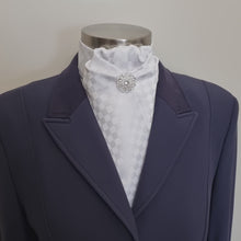 Load and play video in Gallery viewer, Clearance - ERA DEB STOCK TIE - White Checkerboard satin with brooch

