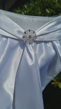 Load and play video in Gallery viewer, ERA Elle Stardust Stock Tie - White Satin Soft Ties with Silver Stardust and Brooch
