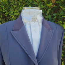 Load and play video in Gallery viewer, ERA Euro Adeline Stock Tie - White satin with Crystal detail down the centre
