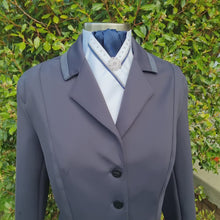 Load and play video in Gallery viewer, SOPHIE Stock tie - White &amp; navy with silver metallic &amp; navy piping, crystals and silver brooch
