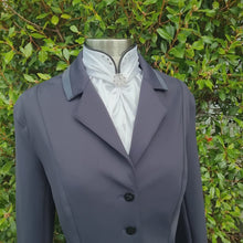 Load and play video in Gallery viewer, ERA Elle Split Collar Stock Tie - Soft Ties with Split collar, black piping, Swarovski elements and Brooch (Copy)
