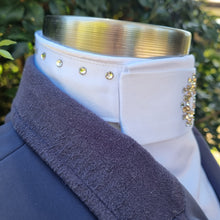 Load image into Gallery viewer, ERA Euro Katharina Pre-tied Stock Tie Plastron - White Satin with Swarovski Crystals
