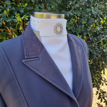 Load image into Gallery viewer, ERA Euro Katharina Pre-tied Stock Tie Plastron - White Satin with Swarovski Crystals
