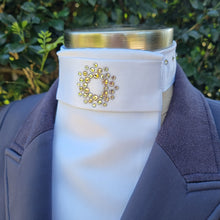 Load image into Gallery viewer, ERA Euro Katharina Pre-tied Stock Tie Plastron - White Satin with Swarovski Crystals

