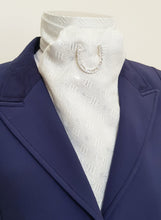 Load image into Gallery viewer, ERA MARY SELF-TIE STOCK - Silver Jacquard &quot;Traditional Tie Your Own&quot;  with or without brooch
