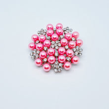 Load image into Gallery viewer, Hot pink pearl brooch with crystals - Free postage in Australia
