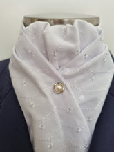 Load image into Gallery viewer, ERA DEB BRODERIE COTTON STOCK TIE - Limited Special Edition - White Broderie cotton with pearl stud pin
