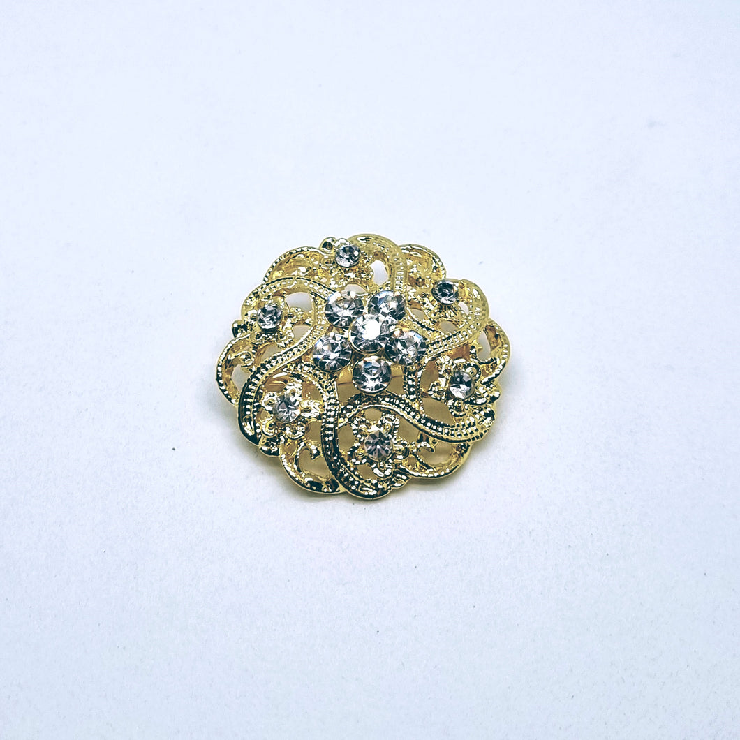 Swirl gold crystal Brooch – Free postage in Australia