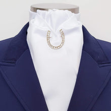 Load image into Gallery viewer, ERA DEB STOCK TIE - White satin with brooch
