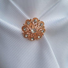 Load image into Gallery viewer, ERA ALEX Stock Tie - White satin with pleated centre &amp; crystal brooch
