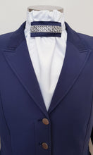 Load image into Gallery viewer, ERA EURO REGAL STOCK TIE - White satin, navy, pearl and crystal trim
