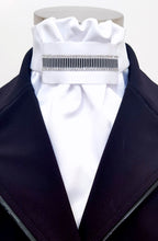 Load image into Gallery viewer, ERA EURO REGAL STOCK TIE - White satin with crystal striped trim
