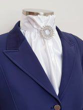 Load image into Gallery viewer, ERA EURO CHEVAL LUSTRE STOCK TIE - White lustre satin with Diore pearl brooch in silver
