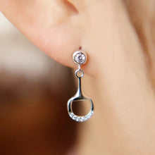 Load image into Gallery viewer, Silver crystal horse bit earrings
