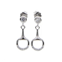 Load image into Gallery viewer, Silver crystal horse bit earrings
