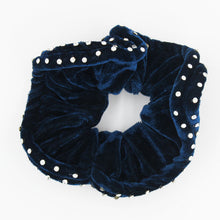 Load image into Gallery viewer, LANA Velvet hair scrunchie with 2 rows of crystals - Navy, Teal, Red - Free postage in Australia
