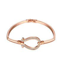 Load image into Gallery viewer, Horse Shoe Bangle - Crystal Rose Gold coloured
