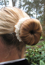 Load image into Gallery viewer, JODIE Pearl hair scrunchie - Natural, Navy, silver or Black
